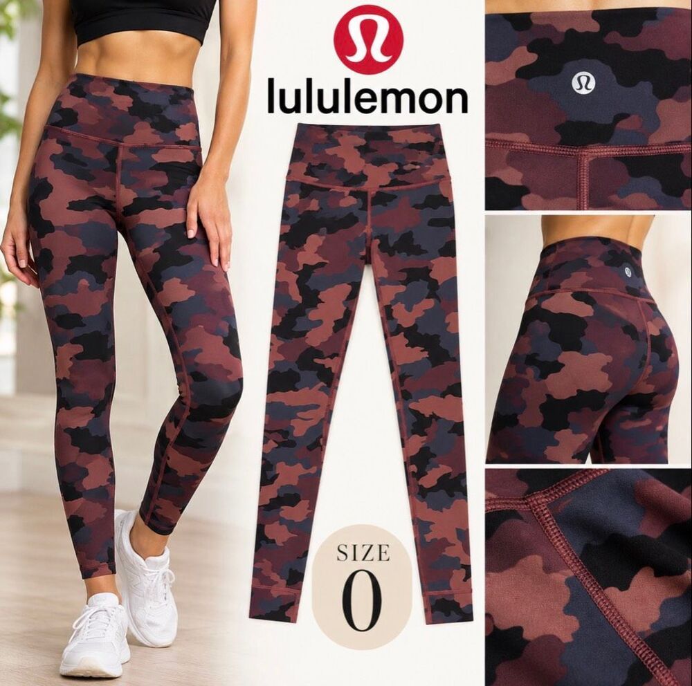 Lululemon Align High Rise Camo Leggings Size 0 Burgundy Navy